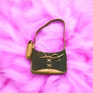 Authentic Y2K Denim and Tan Shoulder Bag